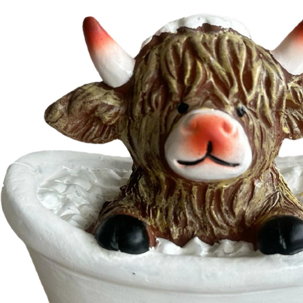 Resin Art Book - 1/3Pcs Bathroom Highland Cow Figurine Bathing