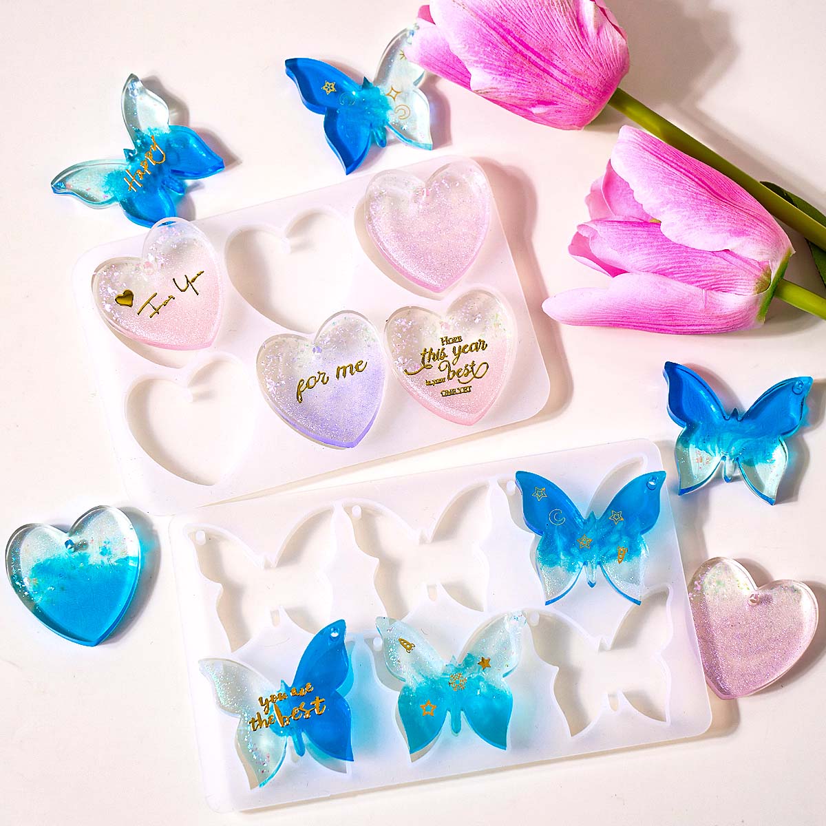 Resin Art Letters - Six-hole with Holes Earring Silicone Mold