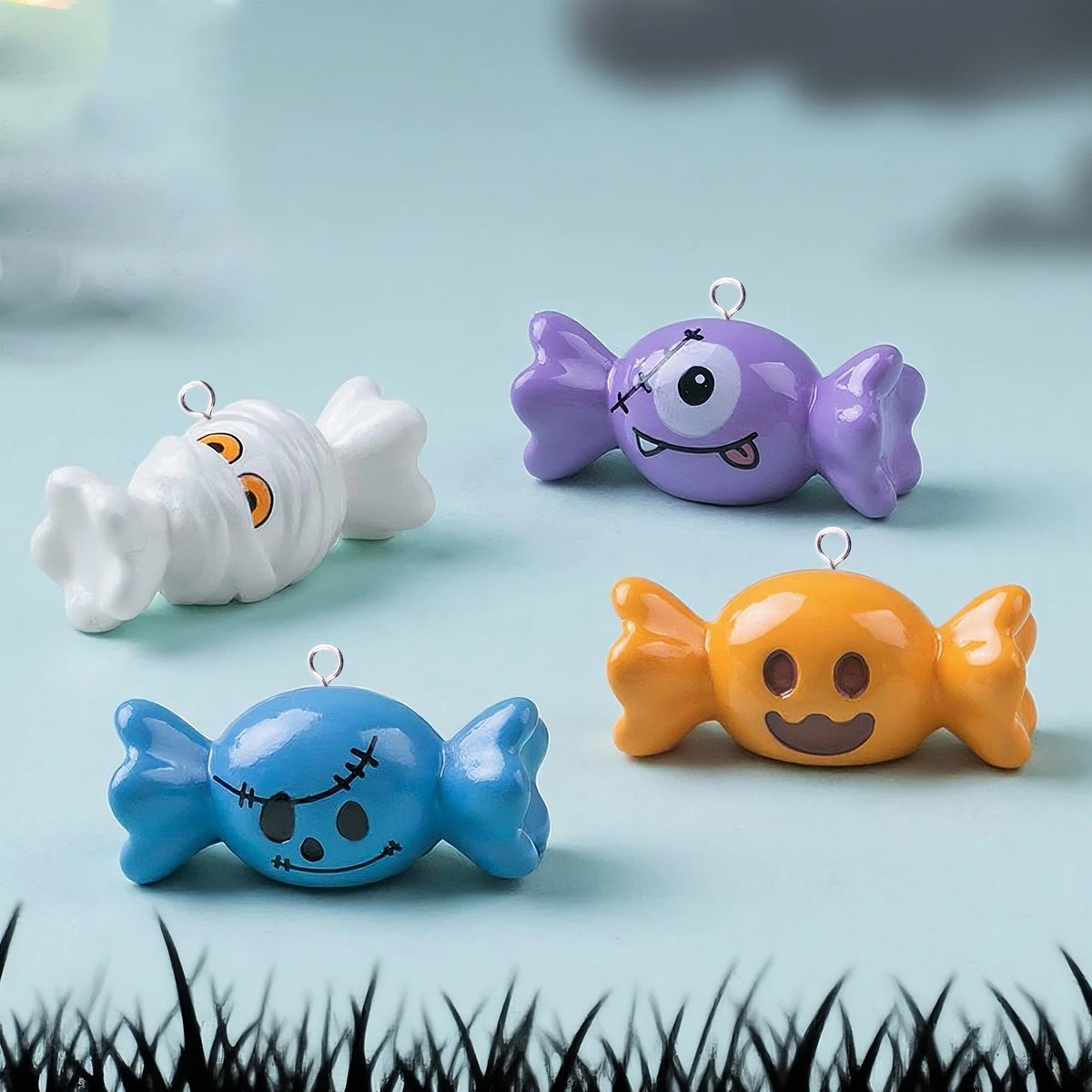 Resin Art Engagement - 10Pcs European Halloween Candy Resin Charms