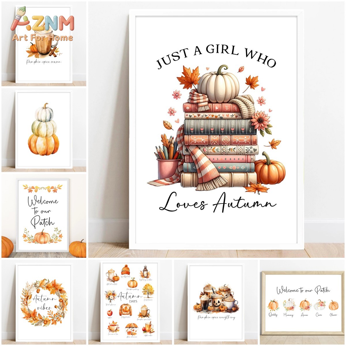 Resin Art Book - AZNM Watercolor Autumn Books Pumpkin Coffee