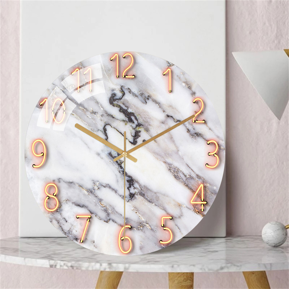 Resin Art Wall Clock - White Marble Wall Clock 12 Inch