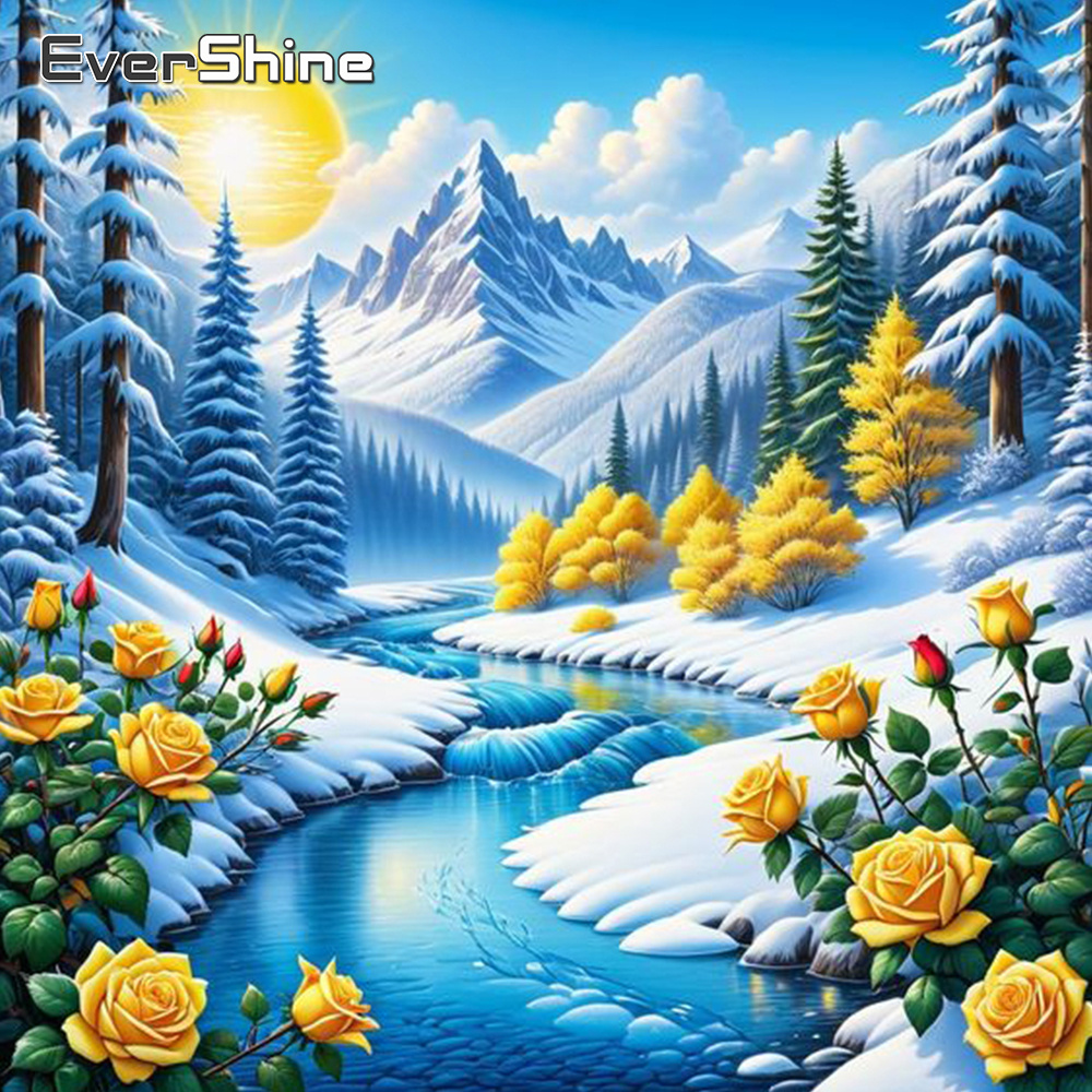 Resin Art Of Flowers - Evershine River Diamond Painting Landscape New