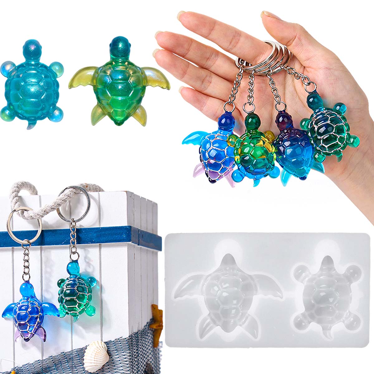 Resin Art Letters - 3D Sea Turtle Keychain Silicone Mold