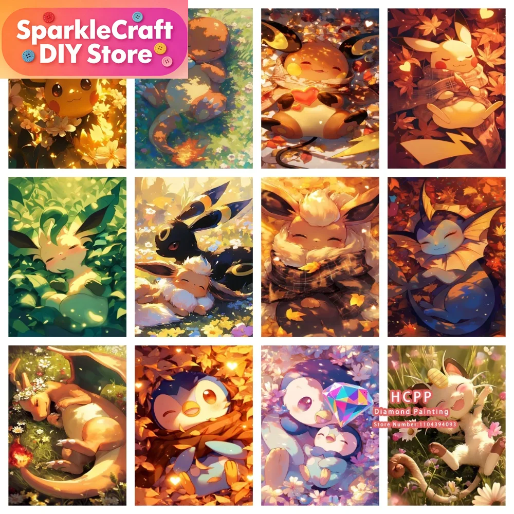 Resin Art Things - 1pc frameless Cartoon Pokemon Pikachu Charizard