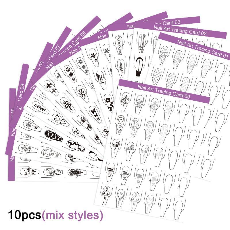 10pcs Nail Art Lines Practice  - огляд і ціна Resin Art Guide Free