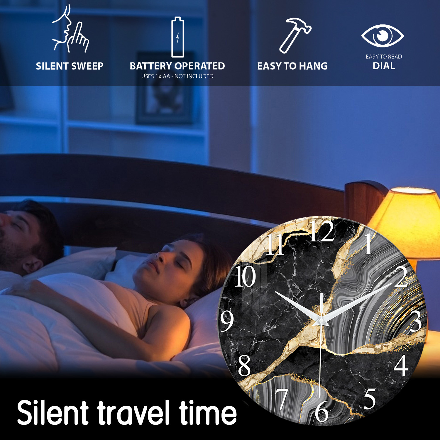 1pc 12-inch Modern Tempered Gl - огляд і ціна Resin Art Wall Clock