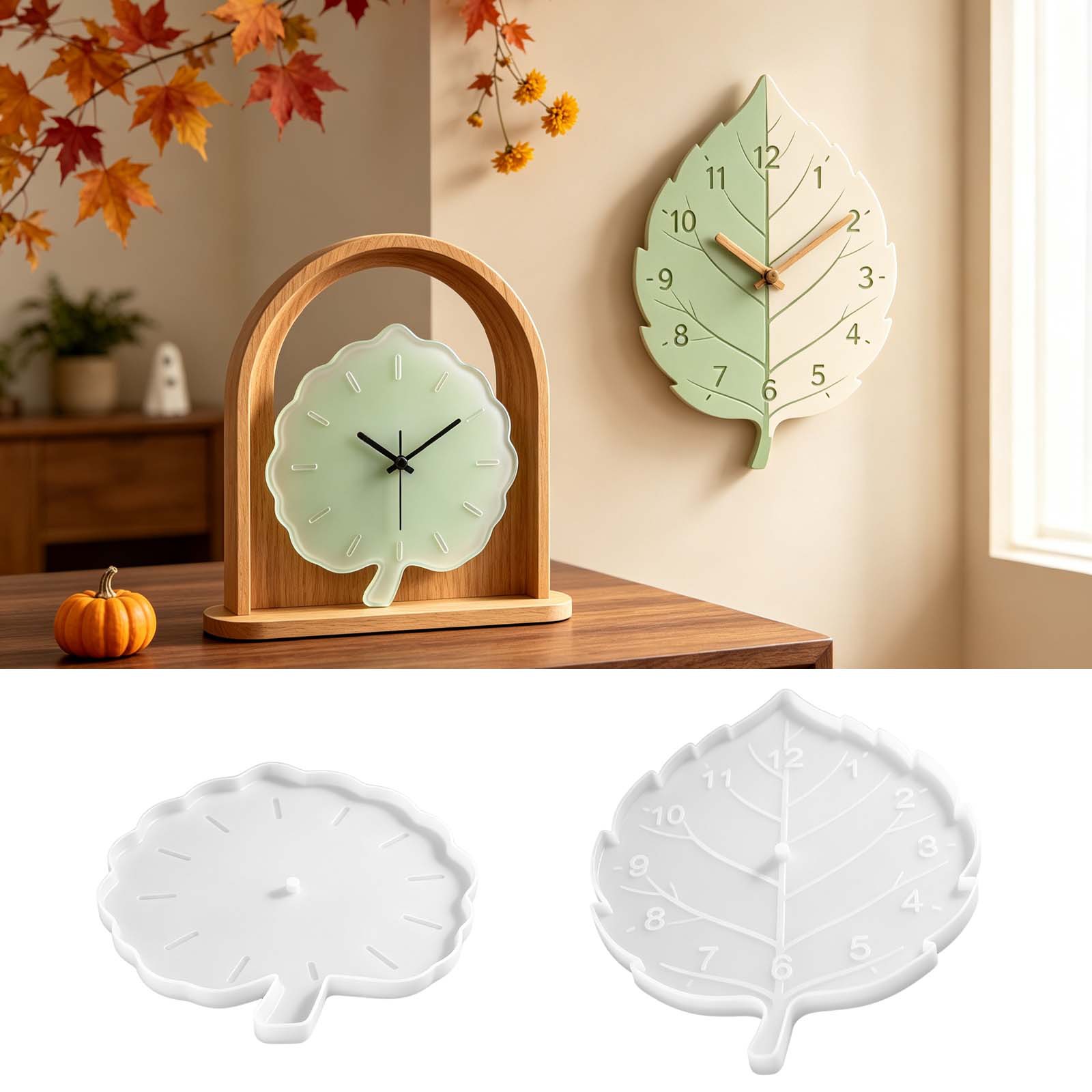 Clock Silicone Molds Leaf Vein - огляд і ціна Resin Art Wall Clock