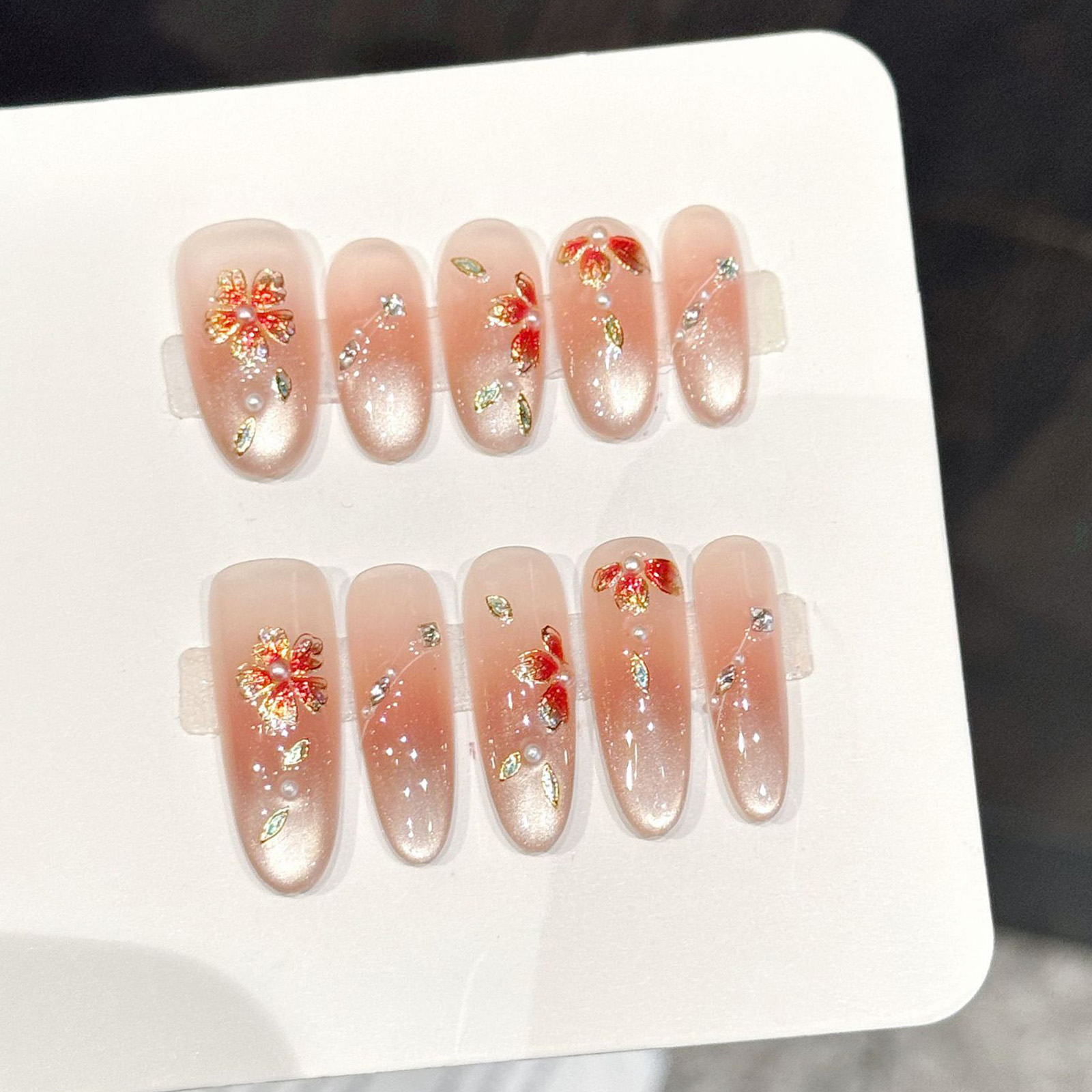 10pcs Handmade Fake Nails Pres - огляд і ціна Resin Art Of Flowers